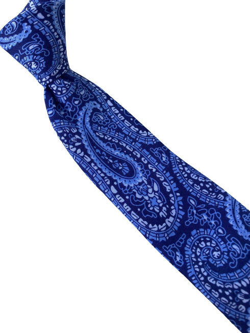 shades of dark & light blue paisley mens 100% cotton classic width tie